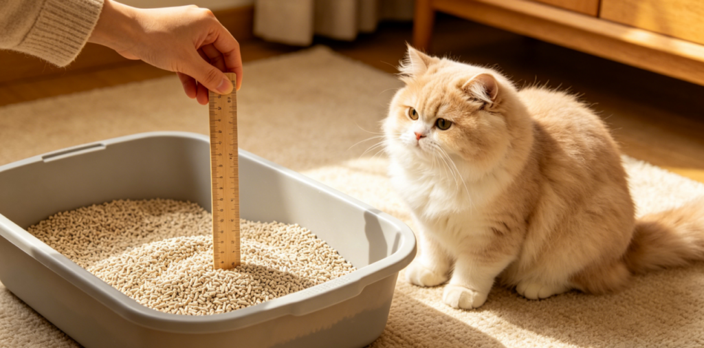 Cat litter depth measurement