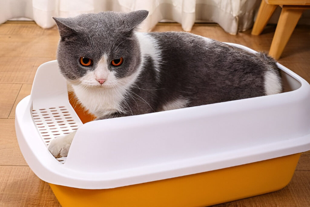 Cat going to the toilet